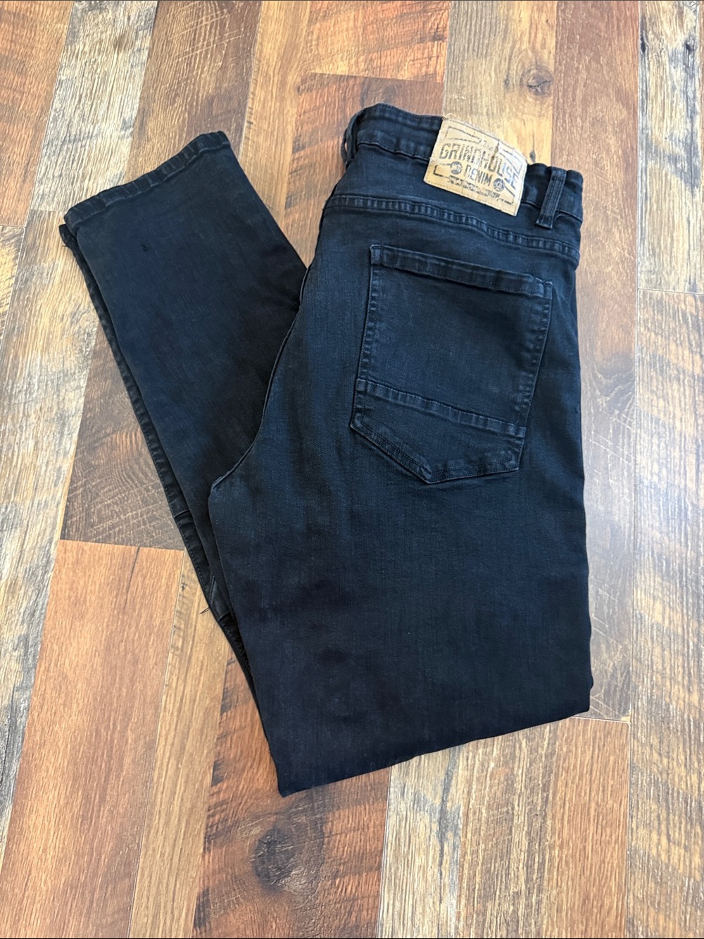 Grindhouse Denim Black Moto Biker Jeans Distressed Mesh Knees Men’s 38